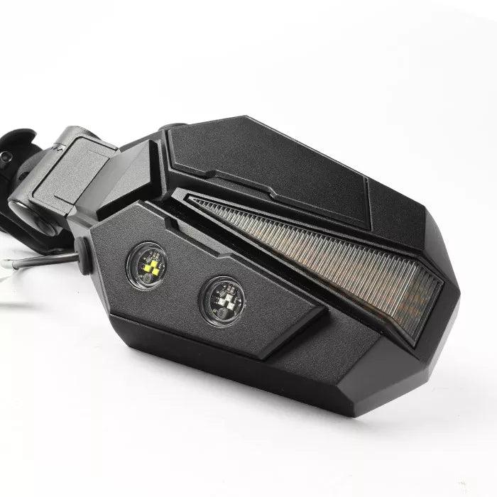 UTV Side View Mirror  - White / Green LED with Amber Turn Signal