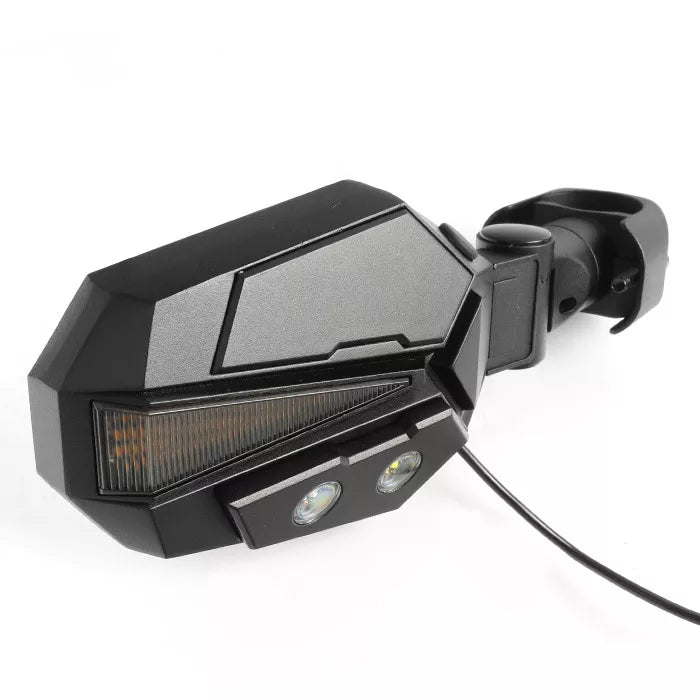 UTV Side View Mirror  - White / Green LED with Amber Turn Signal