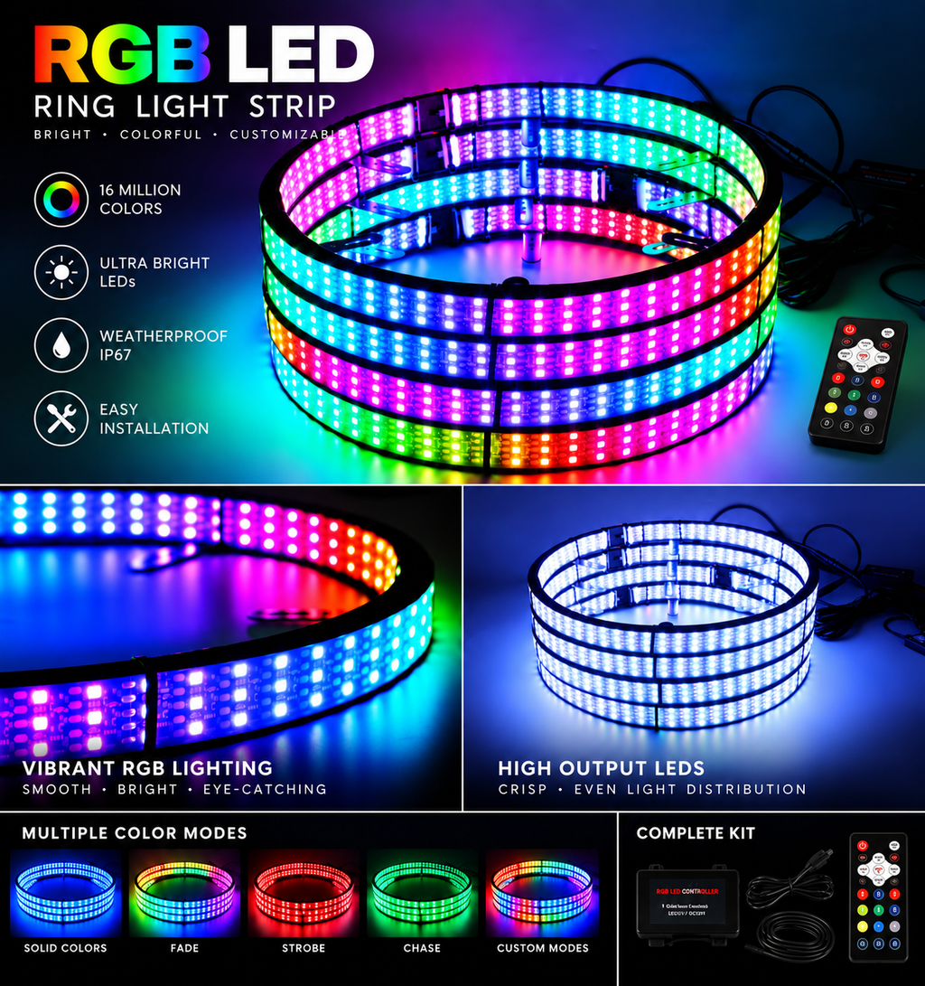 3-Row RGB LED Wheel Lights With RGBW, remote and App control  [Set of 4]