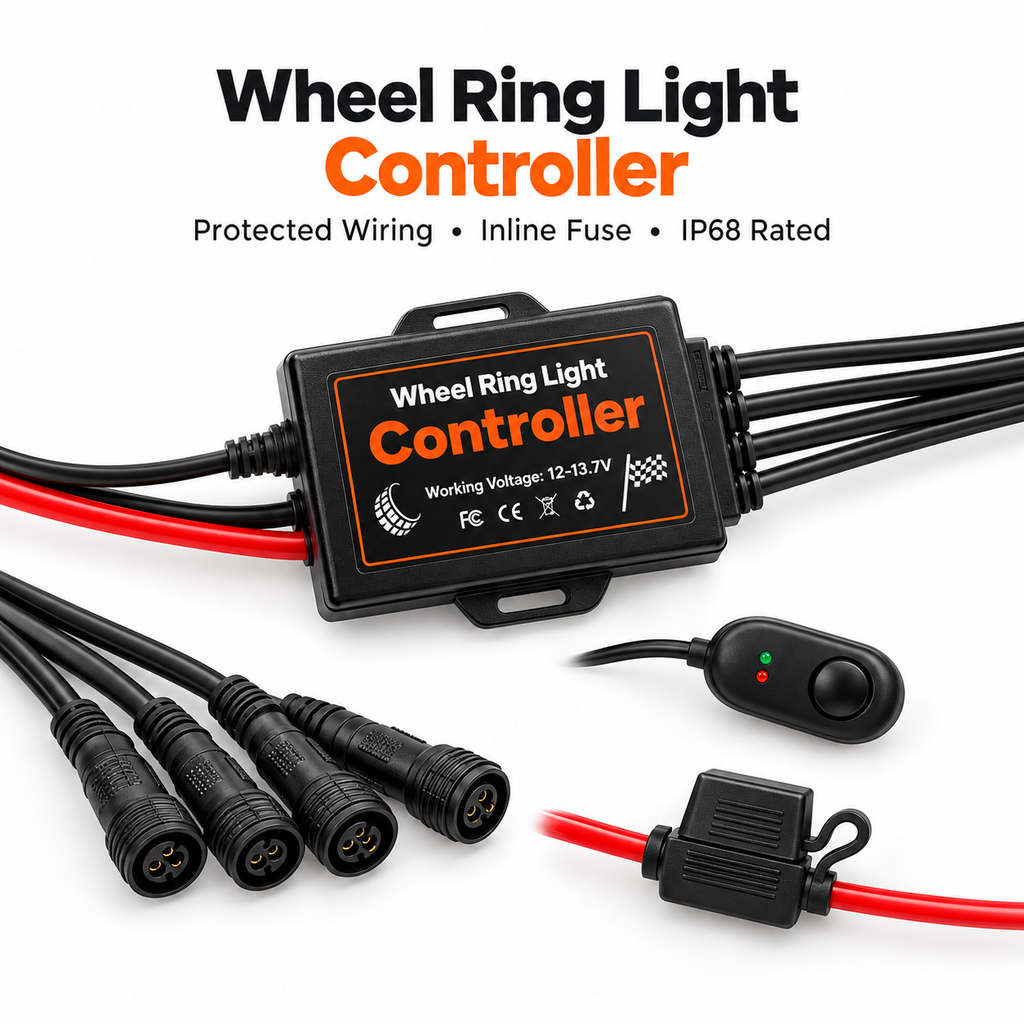3-Row RGB LED Wheel Lights With RGBW, remote and App control  [Set of 4]