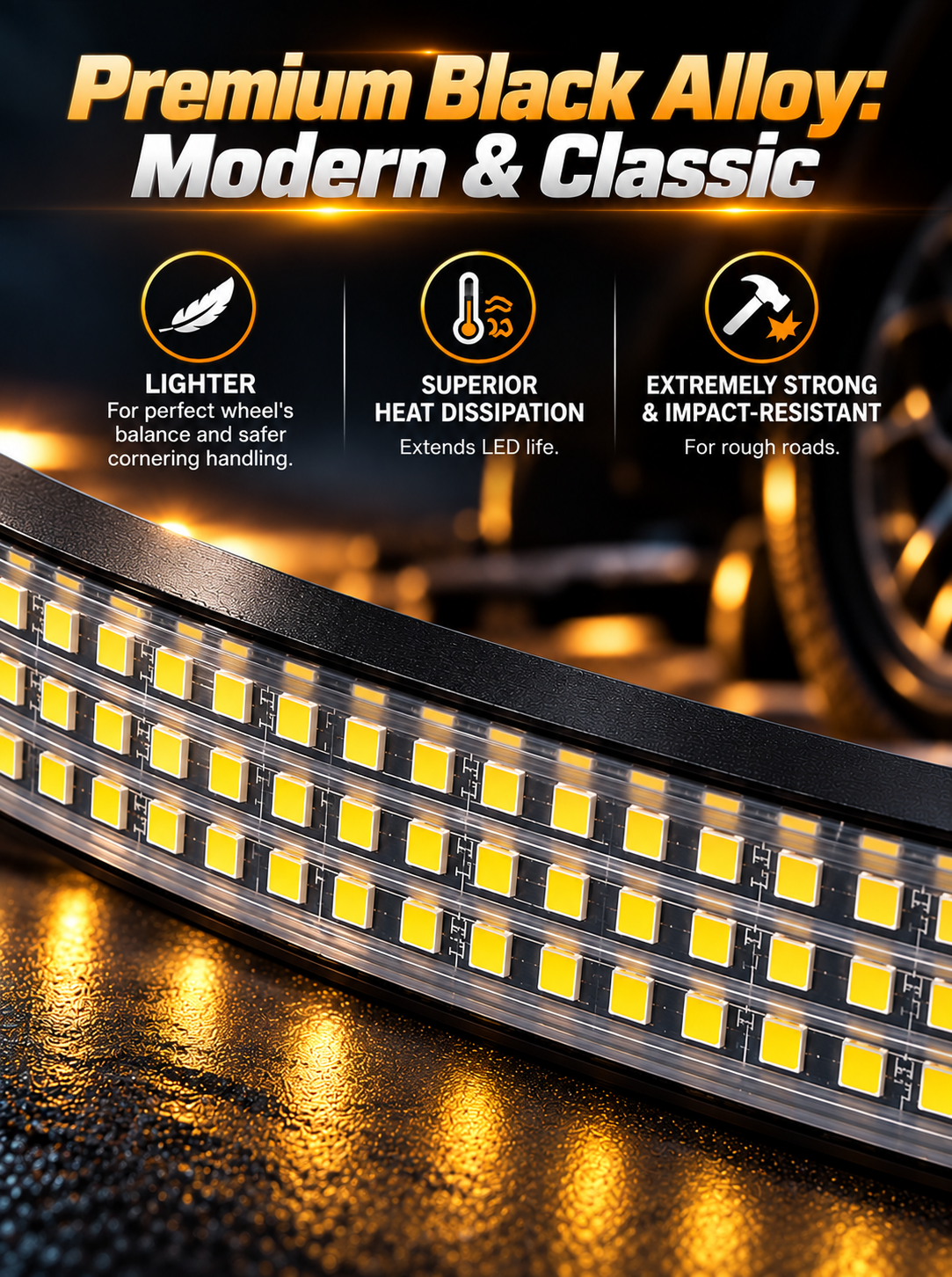3-Row RGB LED Wheel Lights With RGBW, remote and App control  [Set of 4]