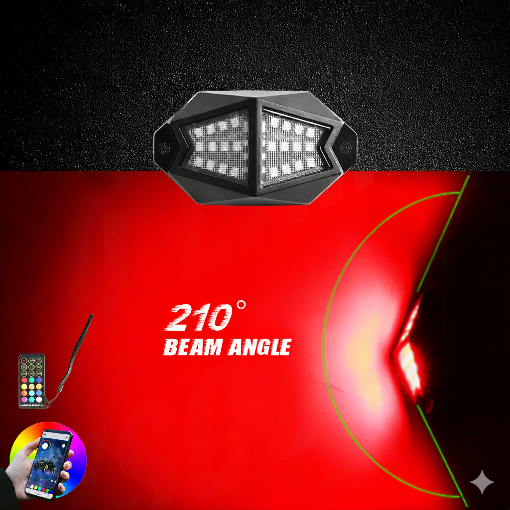 12 Piece RGB LED Rock Lights Kit with Remote and  App Control.  IOS and Android Compatible