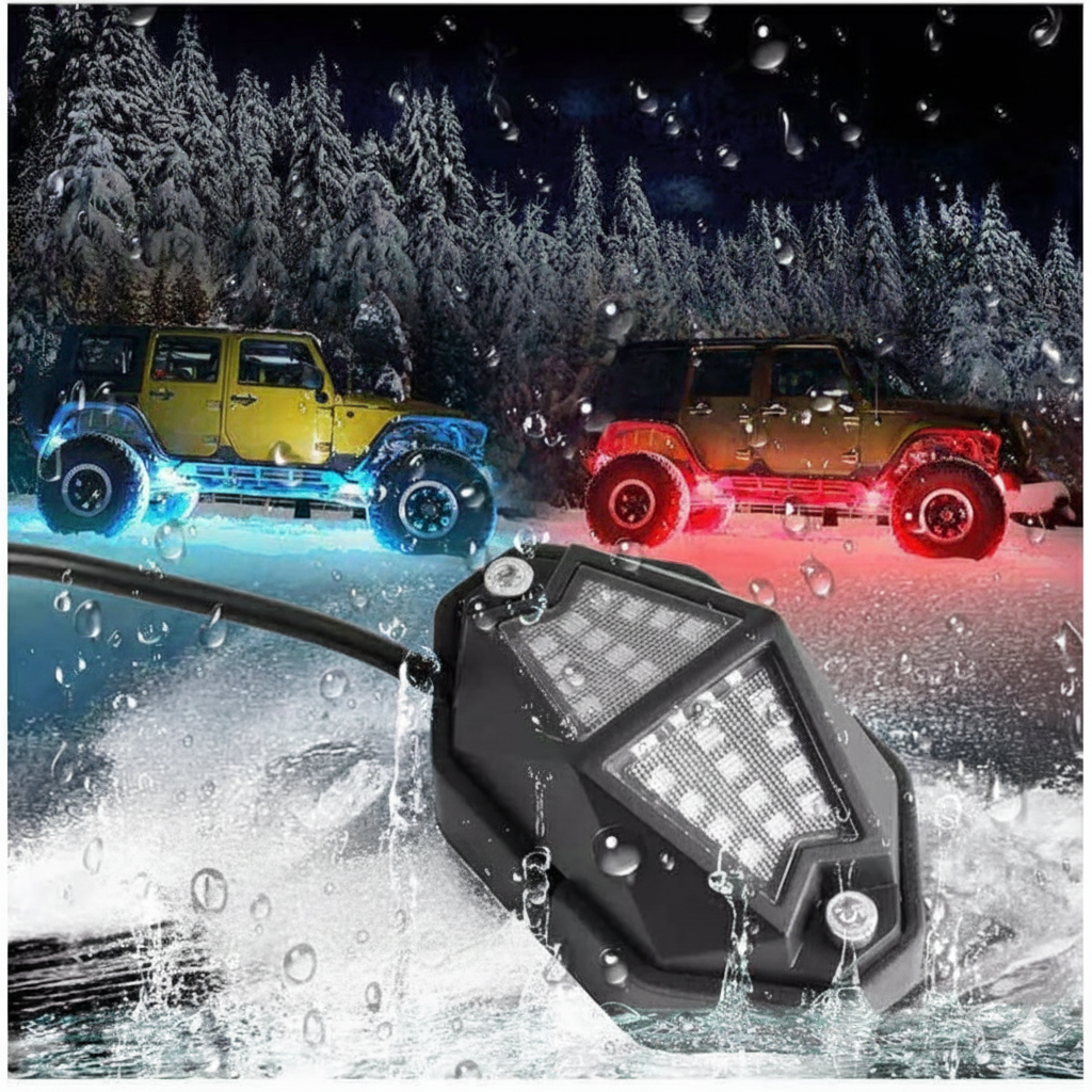 12 Piece RGB LED Rock Lights Kit with Remote and  App Control.  IOS and Android Compatible