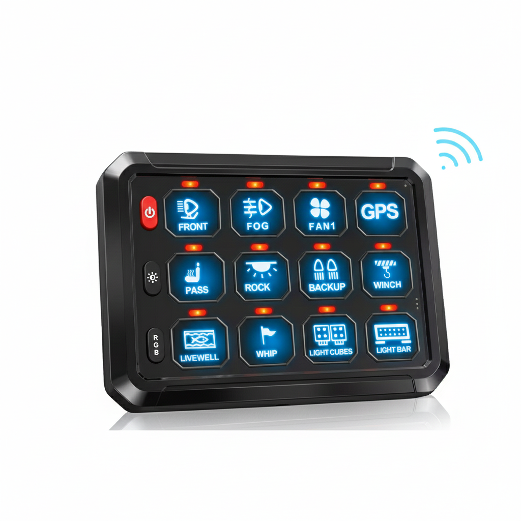 12 Gang Car Switch Panel System - Digital Control Box