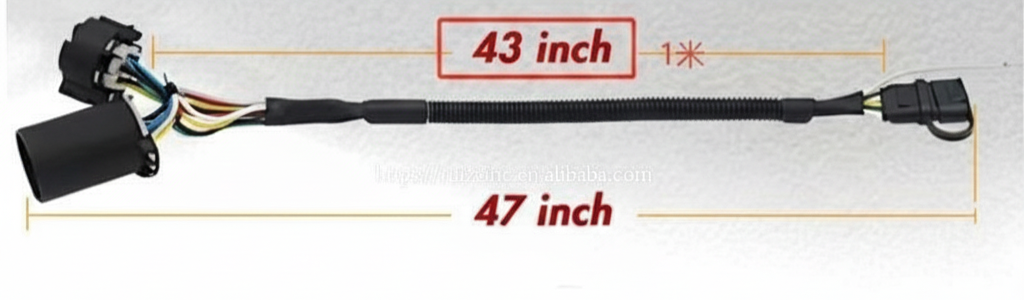 Dual 7-Pin Splitter with Reverse Wire to 43 Inches 4-Pin Extension Adapter Harness