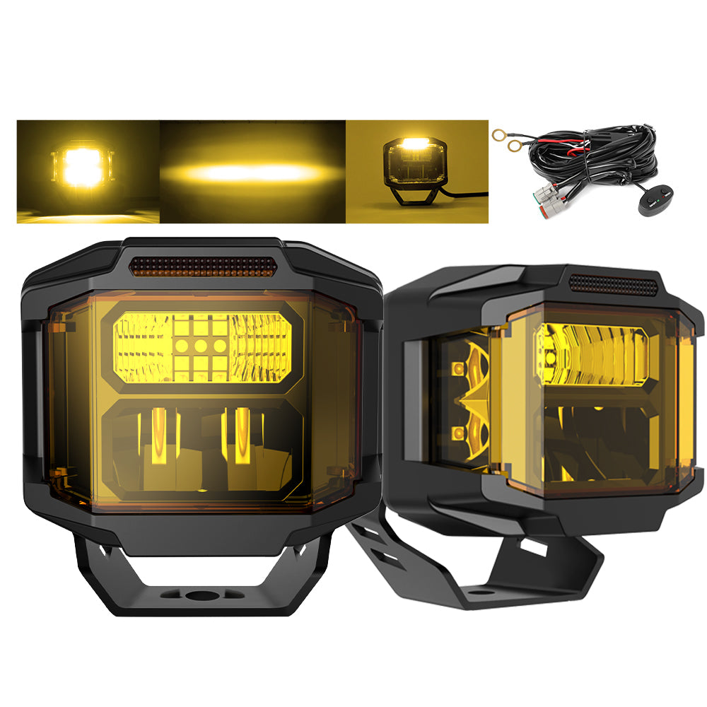 3-Inch LED (Amber)  Light Pods, Side Shooter Off-Road Driving Lights for Trucks & SUVs