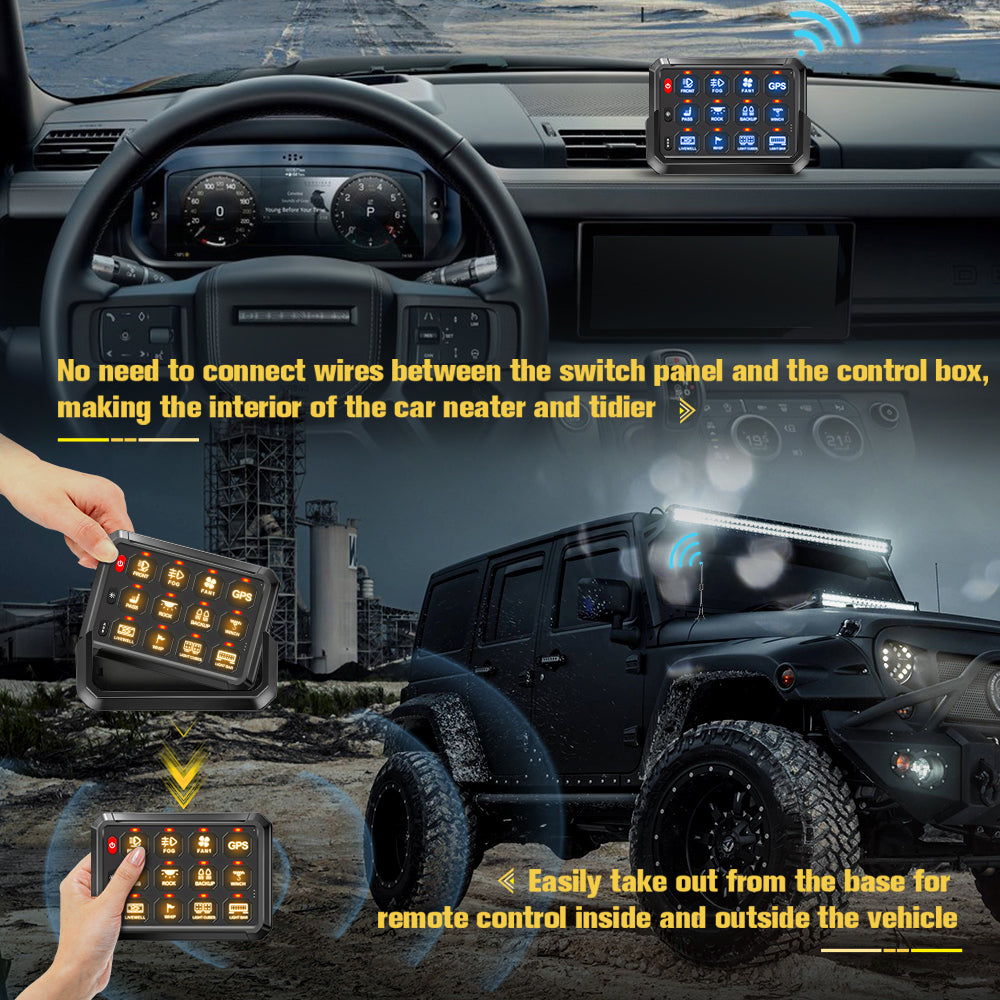 12 Gang Car Switch Panel System - Digital Control Box