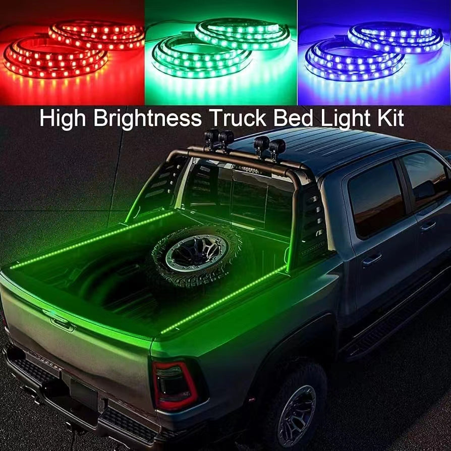 Ultra-Bright, Durable Truck Bed LED Light Strip (3-Piece Kit) with Remote.  IOS and Android Compatible.