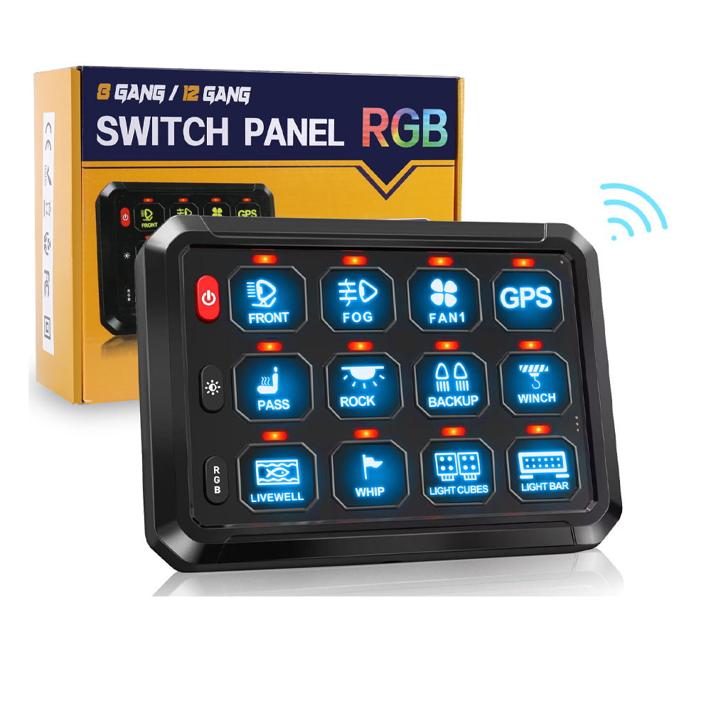 12 Gang Car Switch Panel System - Digital Control Box