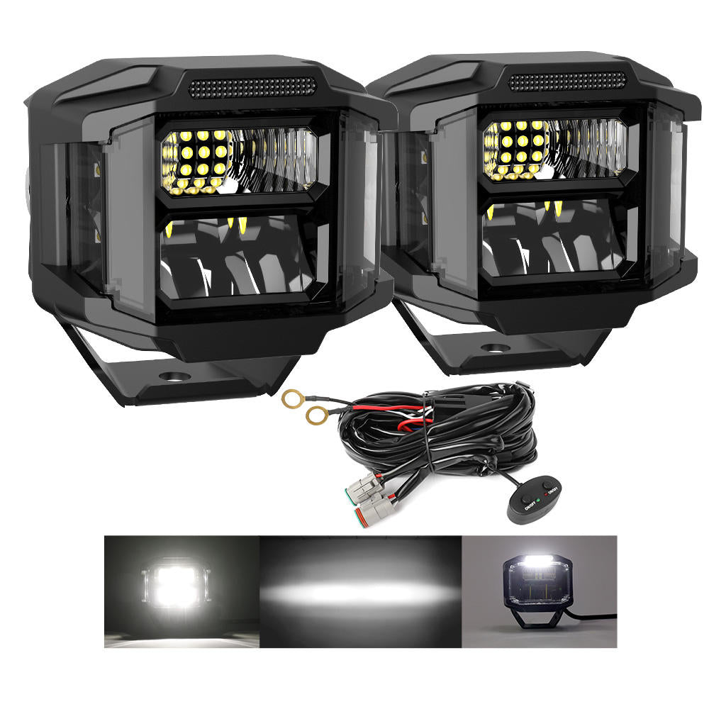 3-Inch LED (White)  Light Pods, Side Shooter Off-Road Driving Lights for Trucks & SUVs