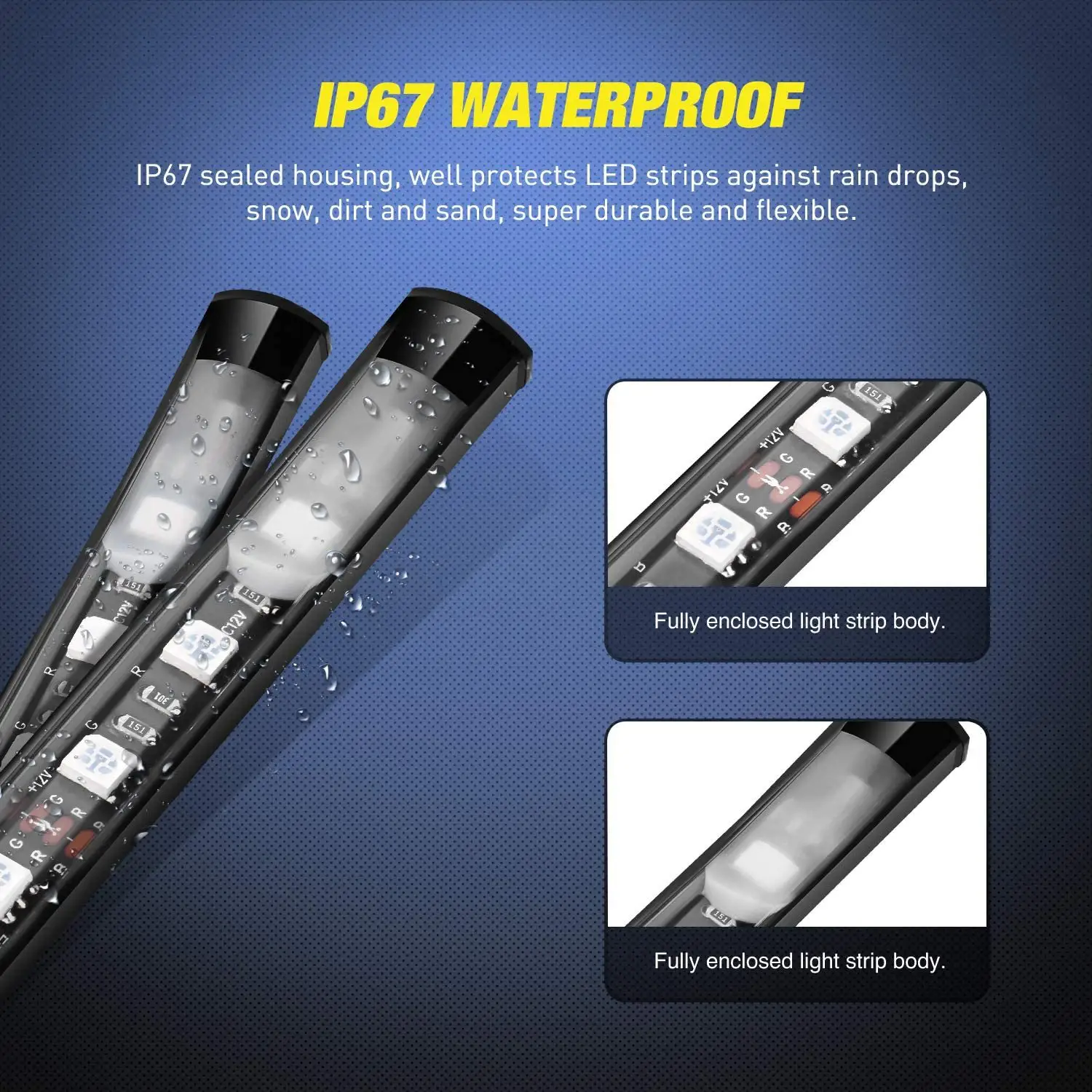 Ultra-Bright, Durable Truck Bed LED Light Strip (3-Piece Kit) with Remote.  IOS and Android Compatible.