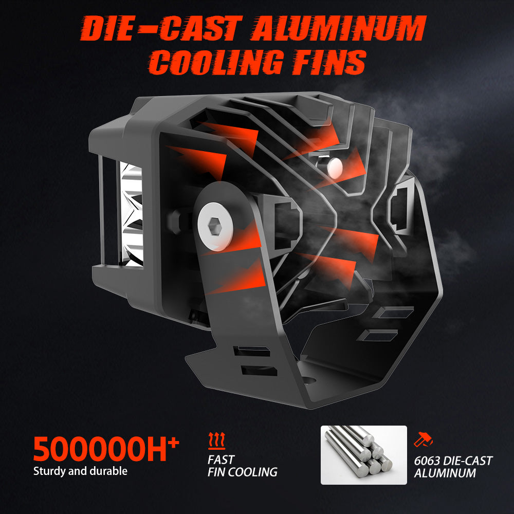 3-Inch LED (Amber)  Light Pods, Side Shooter Off-Road Driving Lights for Trucks & SUVs