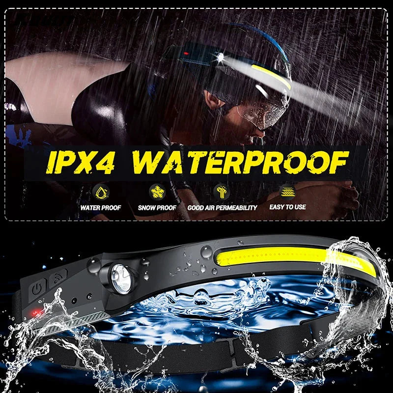 Rechargeable LED Headlamp (2 Pack) – 230° Wide Beam with Motion Sensor - 2 Pack