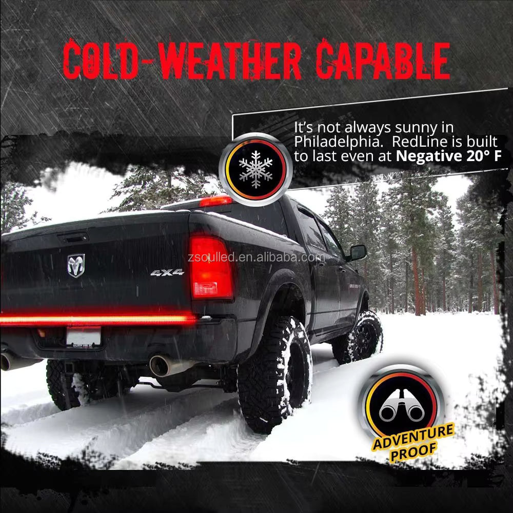 Triple Row Tailgate Light Bar with Reverse and Amber Sequential Turn Signals - 60  inches