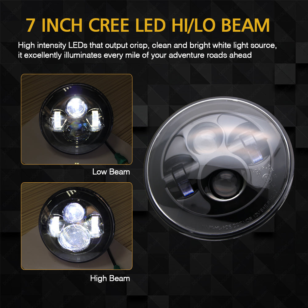 7 Inch Round LED Headlights (Pair) - 4500LM High/Low Beam