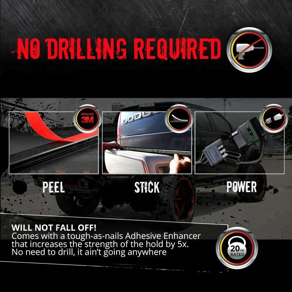 Triple Row Tailgate Light Bar with Reverse and Amber Sequential Turn Signals - 60  inches