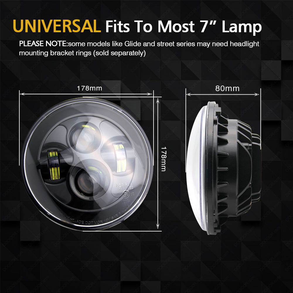 7 Inch Round LED Headlights (Pair) - 4500LM High/Low Beam