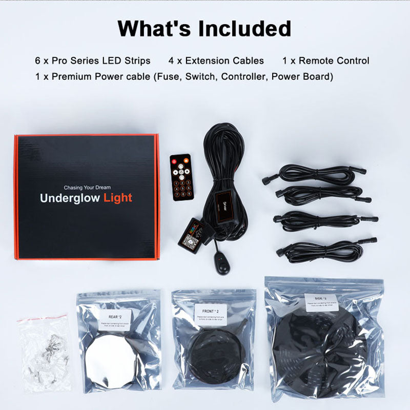 RGBIC Dream Color Underglow Kit for Cars & Trucks with Remote and App control.  IOS and Android App Compatible
