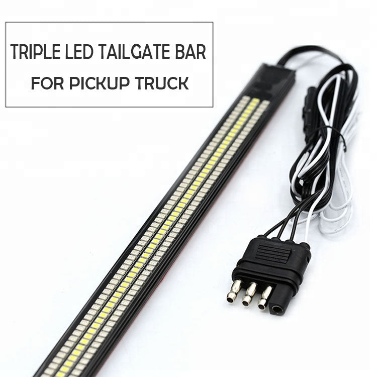 Triple Row Tailgate Light Bar with Reverse and Amber Sequential Turn Signals - 60  inches