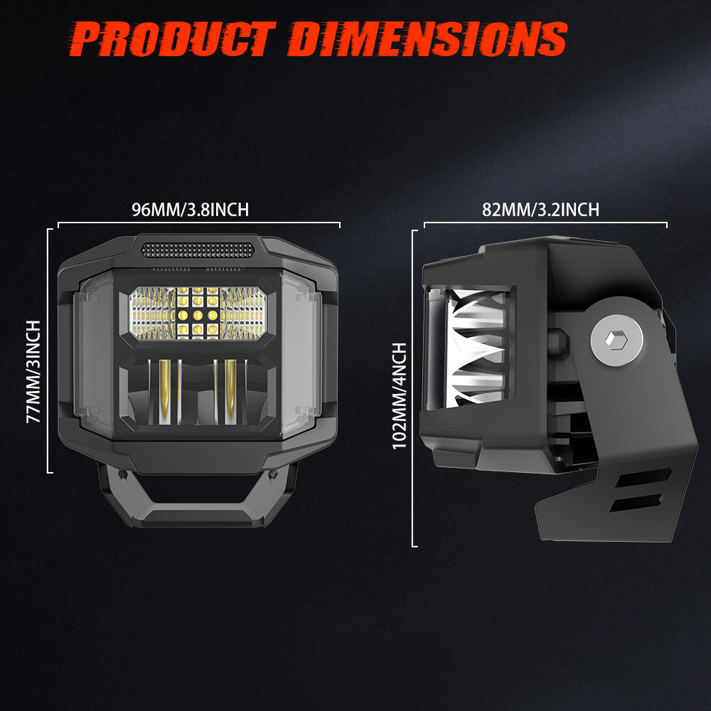 3-Inch LED (Amber)  Light Pods, Side Shooter Off-Road Driving Lights for Trucks & SUVs