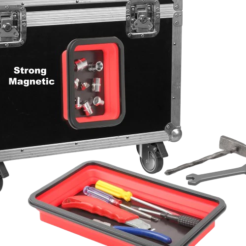 Foldable Magnetic Parts Tray Set - 3 Pieces – Flexible Silicone Tool Trays for Screws, Bolts, and Small Metal Parts