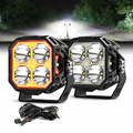 3-Inch LED Cube Pod Ditch Lights, Spot Beam with Side Shooter and Amber Backlight
