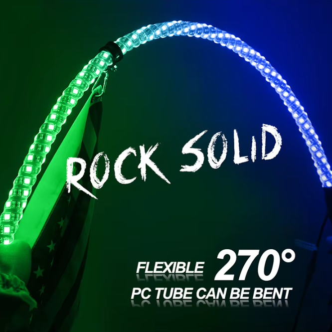 5FT Spiral RGB Led Whip Light -  2 Pieces (1 Pair) - IOS and Android Compatible