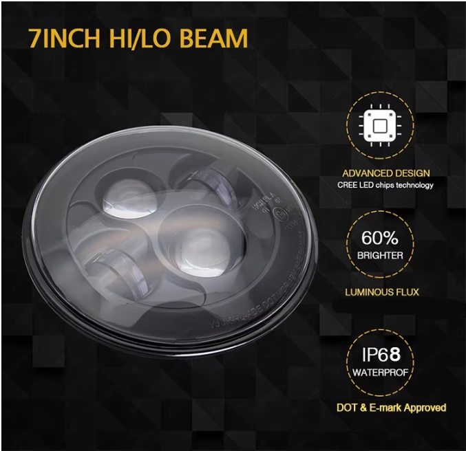 7 Inch Round LED Headlights (Pair) - 4500LM High/Low Beam