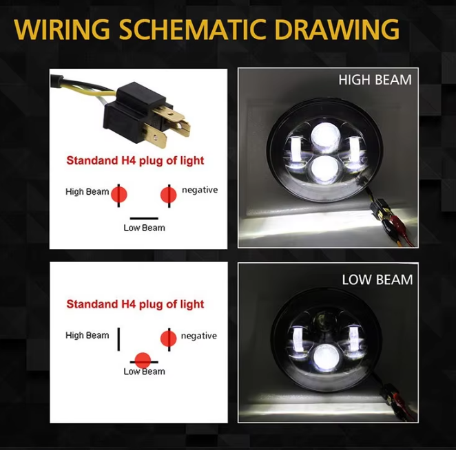 7 Inch Round LED Headlights (Pair) - 4500LM High/Low Beam