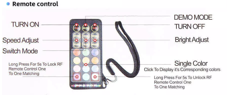 12 Piece RGB LED Rock Lights Kit with Remote and  App Control.  IOS and Android Compatible