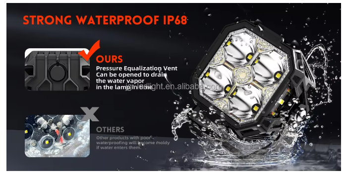 3-Inch LED Cube Pod Ditch Lights, Spot Beam with Side Shooter and Amber Backlight