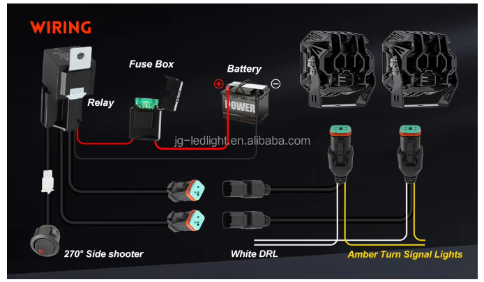 3-Inch LED Cube Pod Ditch Lights, Spot Beam with Side Shooter and Amber Backlight