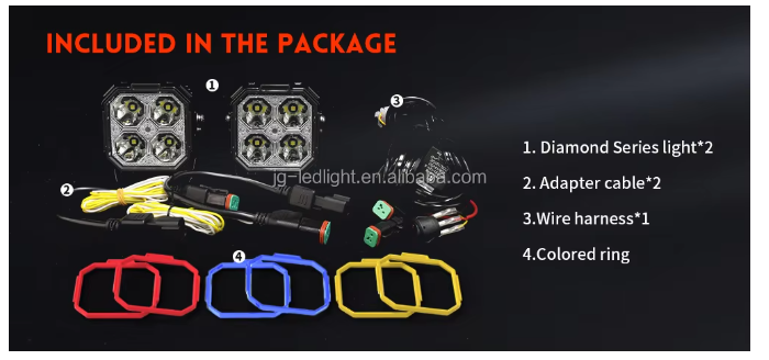 3-Inch LED Cube Pod Ditch Lights, Spot Beam with Side Shooter and Amber Backlight