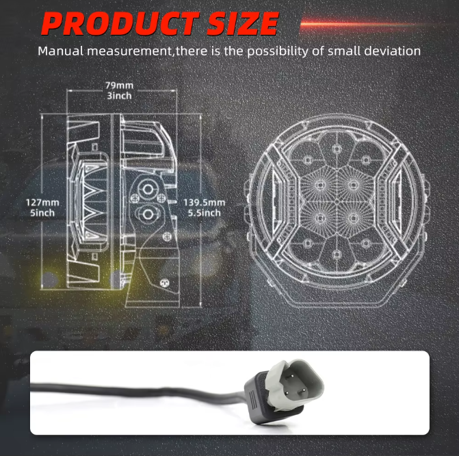 5-Inch LED Round Off-Road Light Pod Side Shooter Driving Lights with Amber DRL