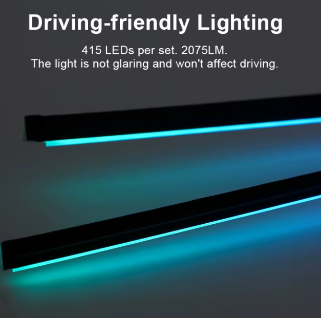 Acrylic Car Ambient Light Kit - 18 piece  LED Fiber Optic Lights - IOS and Android App Control - Hardwire