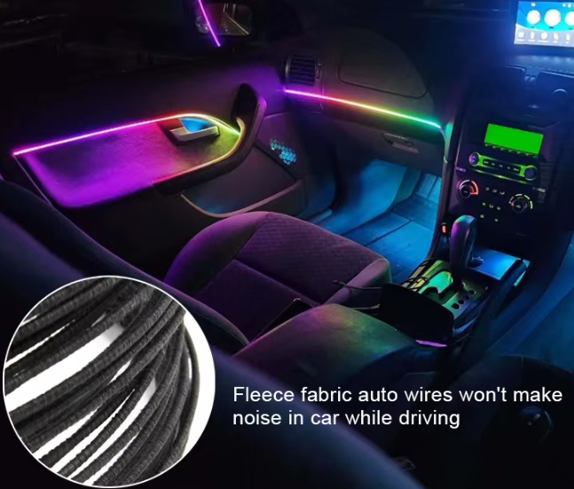 Acrylic Car Ambient Light Kit - 18 piece  LED Fiber Optic Lights - IOS and Android App Control - Hardwire