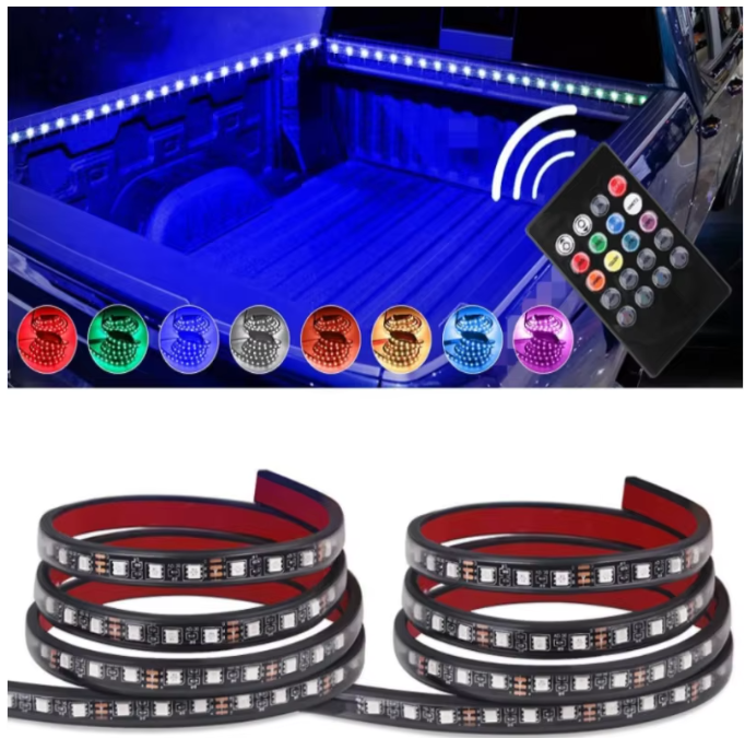 Ultra-Bright, Durable Truck Bed LED Light Strip (3-Piece Kit) with Remote.  IOS and Android Compatible.